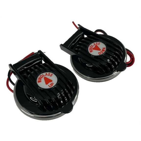 Pactrade Marine Boar Anchor Windlass Winch Foot Compact Switch Black 1 Pair Up and Down 12/24V 5A Hardware with Stainless Steel Rim