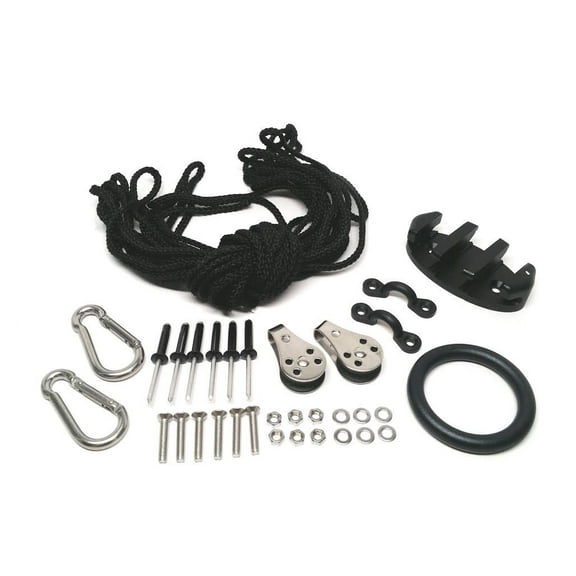Pactrade Marine Boat Accessories SS316 Pulley Block Kayak Anchor Trolley Kit with 30''Rope