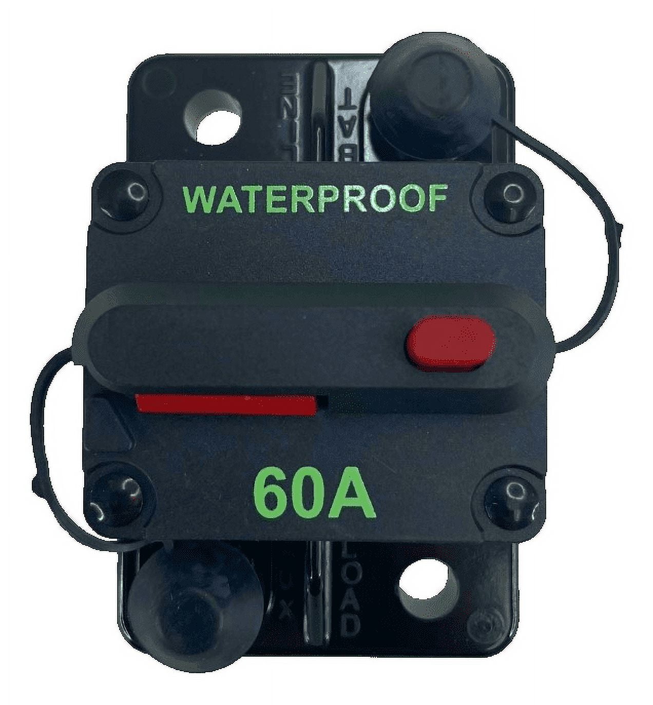Pactrade Marine Boat Auto Battery Trailer RV Trolling Motor Bus High-Amp Circuit Breaker 12-42V DC Maximum Black Waterproof Manual Reset Button UL Rated Electrical Switch Mount Cover (60 Amp)