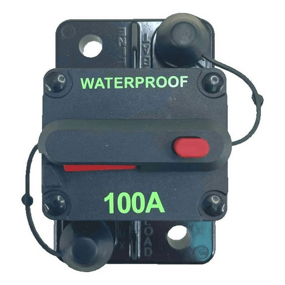 Pactrade Marine Boat Auto Battery Trailer RV Trolling Motor Bus High-Amp Circuit Breaker 12-42V DC Maximum Black Waterproof Manual Reset Button UL Rated Electrical Switch Mount Cover (100 Amp)
