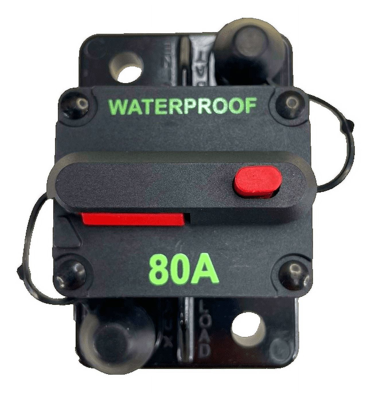 Pactrade Marine Boat Auto Battery Trailer RV Trolling Motor Bus High-Amp Circuit Breaker 12-42V DC Maximum Black Waterproof Manual Reset Button UL Rated Electrical Switch Mount Cover (80 Amp)