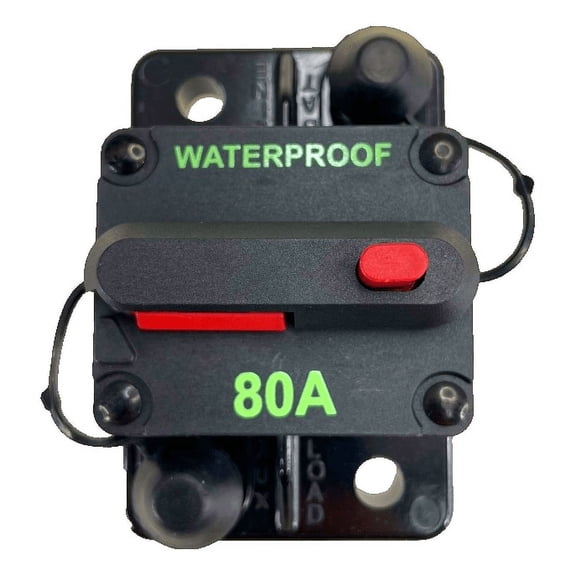 Pactrade Marine Boat Auto Battery Trailer RV Trolling Motor Bus High-Amp Circuit Breaker 12-42V DC Maximum Black Waterproof Manual Reset Button UL Rated Electrical Switch Mount Cover (80 Amp)