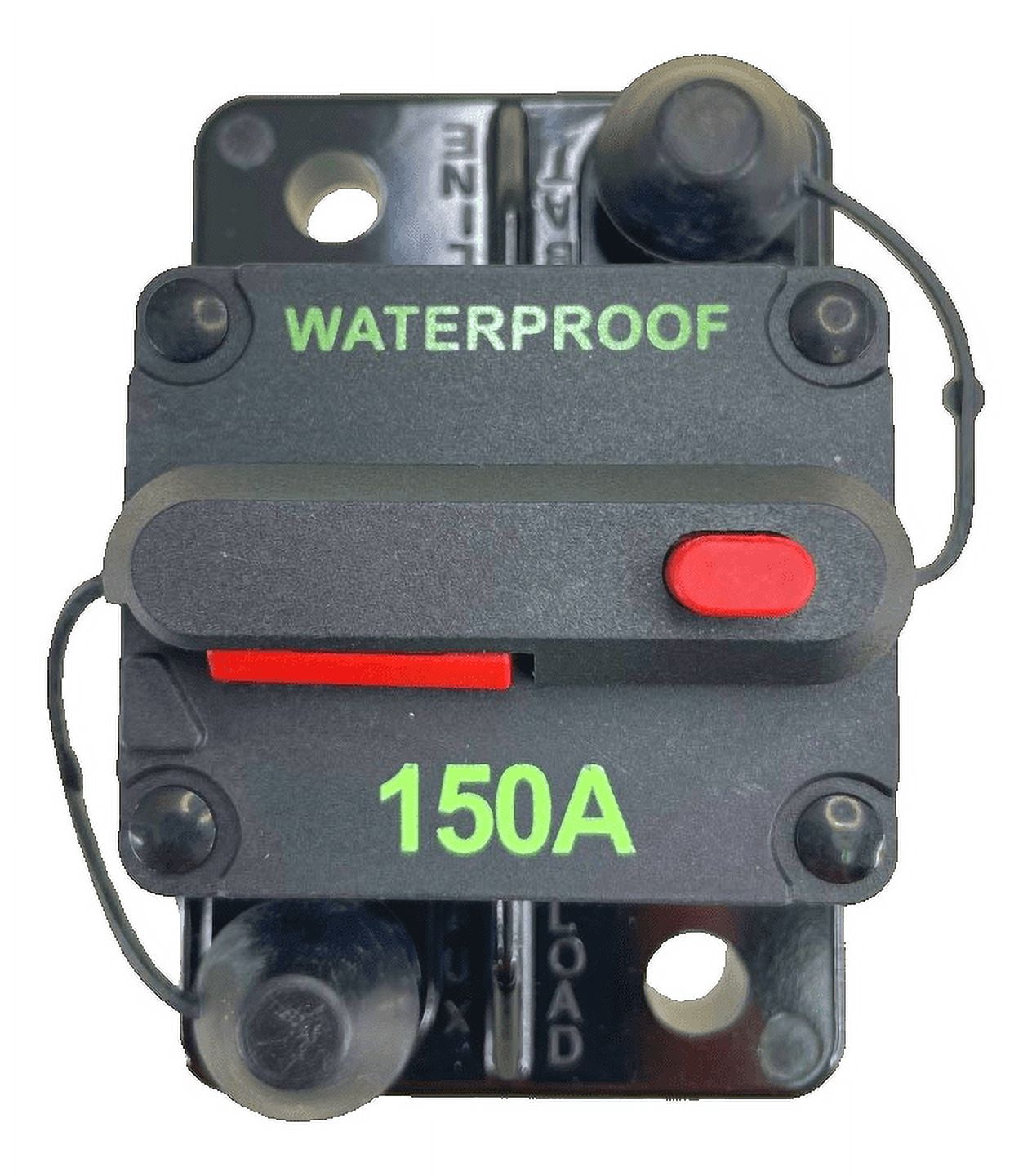 Pactrade Marine Boat Auto Battery Trailer RV Trolling Motor Bus High-Amp Circuit Breaker 12-42V DC Maximum Black Waterproof Manual Reset Button UL Rated Electrical Switch Mount Cover (150 Amp)
