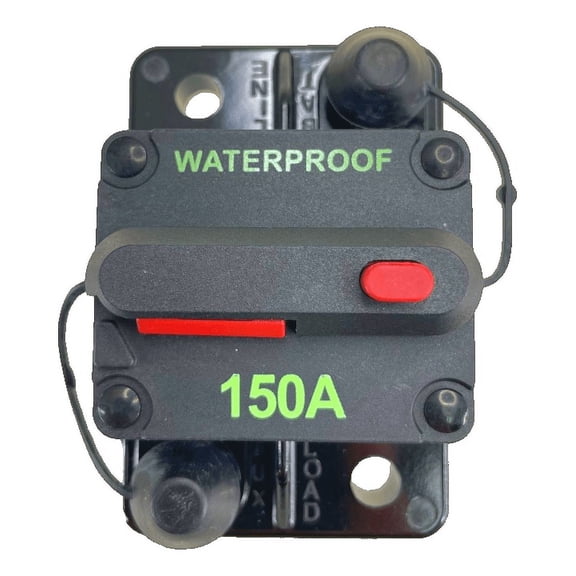 Pactrade Marine Boat Auto Battery Trailer RV Trolling Motor Bus High-Amp Circuit Breaker 12-42V DC Maximum Black Waterproof Manual Reset Button UL Rated Electrical Switch Mount Cover (150 Amp)