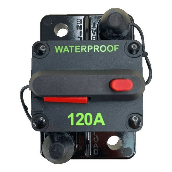 Pactrade Marine Boat Auto Battery Trailer RV Trolling Motor Bus High-Amp Circuit Breaker 12-42V DC Maximum Black Waterproof Manual Reset Button UL Rated Electrical Switch Mount Cover (120 Amp)