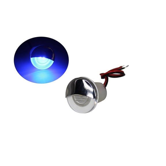 Pactrade Marine Boat Auto RV Trailer Stainless Steel 316 LED Courtesy Accent Round Down Clear Lens Light (Blue)