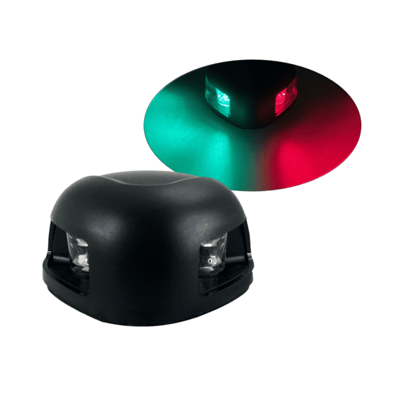 Pactrade Marine Boat Horizontal Mount Navigation Green Red Light 2NM LED IP:66 20m 112.5 Degrees Each DC12V/2W Black Plastic PC Housing (Combination Bow Light)