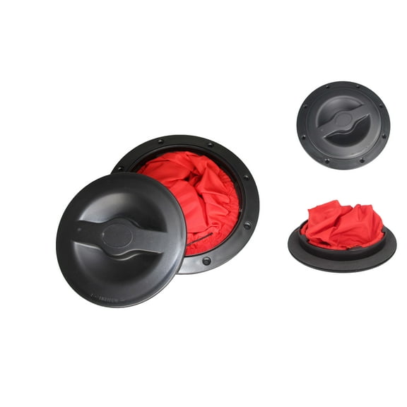Pactrade Marine Boat Kayak Canoe Fishing Rigging Sailing Heavy Duty Black Plastic 6'' Twist-N-Lock Waterproof Deck Plate Hatch Cover w/Storage Bag