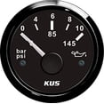 thumbnail image 1 of Pactrade Marine Boat Kus DN52mm Black Oil Pressure Meter 0-10Bar Gauge for Boat Outboard 2'' SS 316 Bezel 12V/24V IP67, 1 of 7