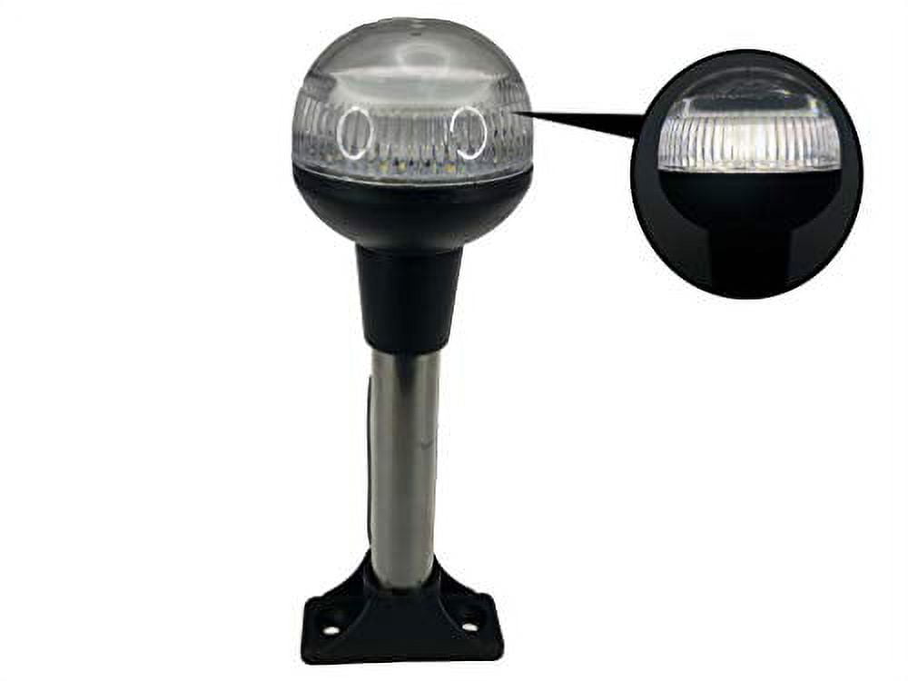 Pactrade Marine LED Blanco Redondo, Luz De Popa, Luz De Anclaje, Luz De Poste LED De Navegación De Barco Con Poste Estándar De 22 Pulgadas Con Base Fija Extraíble De 2 - Foto 6