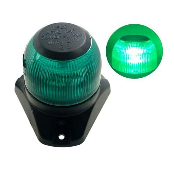 Pactrade Marine Boat LED All Round Navigation Light Clear Lens PA Housing 8-30VDC/3W 2NM IP:67 RoHS CE Certified (Green)
