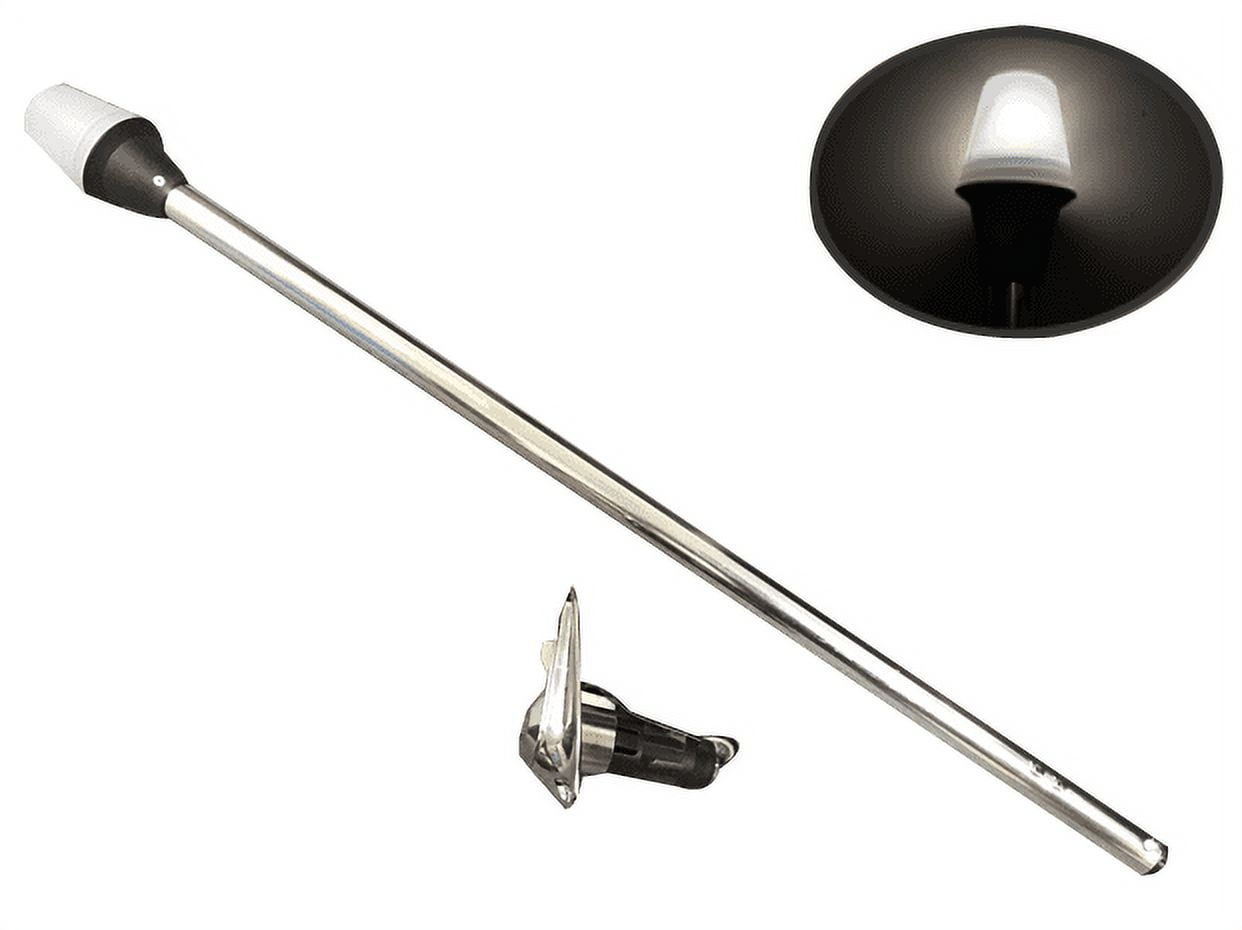 Pactrade Marine Boat Navigation All-Round Warm White Stern Light, 2-Prong Chrome Base, 24" L