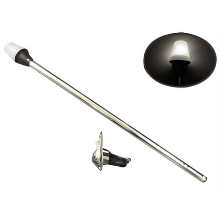 Pactrade Marine Boat Navigation All-Round Warm White Stern Light, 2-Prong Chrome Base, 24" L
