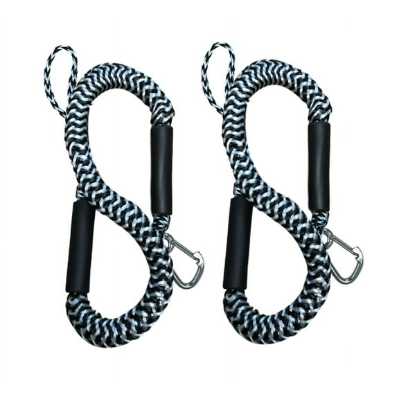 Pactrade Marine Boat Pontoon Kayak PWC Jet Ski Bungee Dock Line Mooring Rope 4'-5.5' with SS316 Snap Hook Salt and Fresh Water Use 2 Pack (Black & White)
