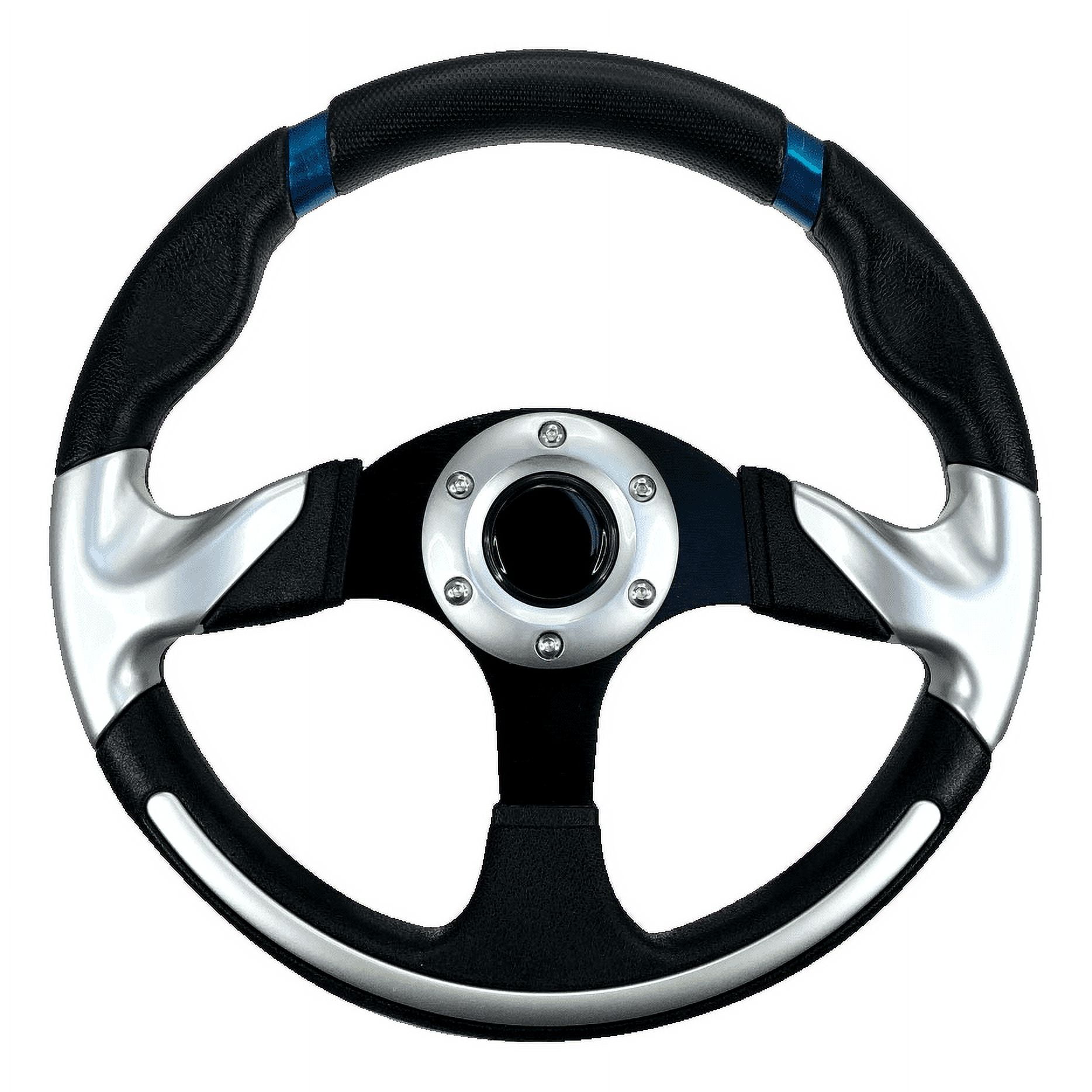 Pactrade Marine Boat Pontoon Non- Magnetic Steering Wheel Aluminum Frame Polyurethane (PU) Sleeves 3 Spokes 12-1/2" Diameter Aluminum Hub with 3/4" Tapered Bore (Black)