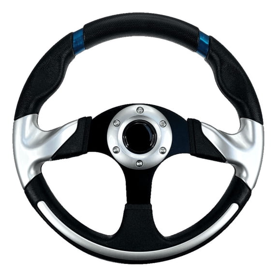Pactrade Marine Boat Pontoon Non- Magnetic Steering Wheel Aluminum Frame Polyurethane (PU) Sleeves 3 Spokes 12-1/2" Diameter Aluminum Hub with 3/4" Tapered Bore (Black)