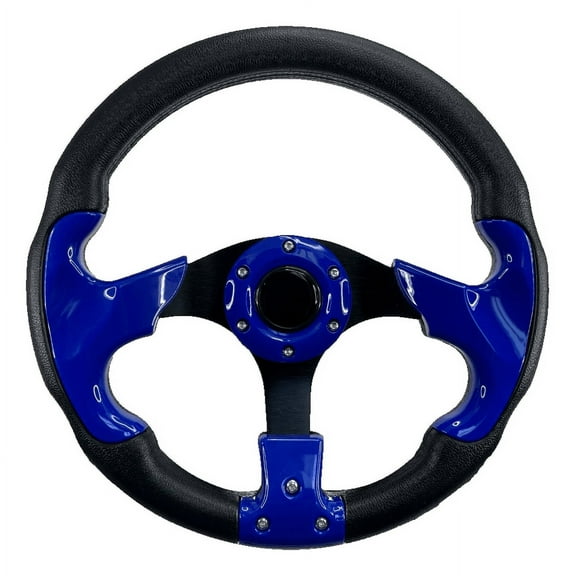 Pactrade Marine Boat Pontoon Non-Magnetic Steering Wheel Aluminum Frame Polyurethane (PU) Sleeves 3 Spokes 12-1/2" Diameter Aluminum Hub with 3/4" Tapered Bore (Navy Blue, Black Spokes)