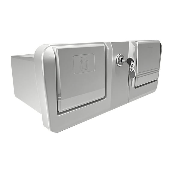 Pactrade Marine Boat Pontoon Yacht Storage Compartment Durable Standard Lightweight Lockable ABS Locking Plastic Glove Box White Spacious with Keys (White, with 2 Cup Holders & Keys)