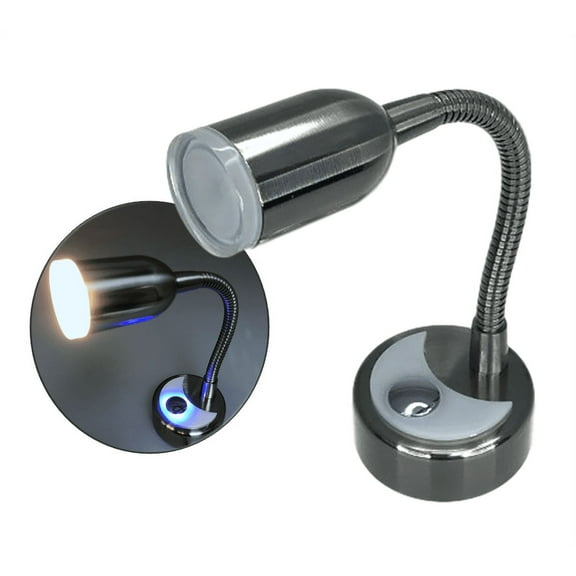 Pactrade Marine Boat RV Auto Goose Neck Warm White LED Adjustable Aluminum Reading Light Touch Switch Non-Magnetic Night Light (Lens Size: Small)