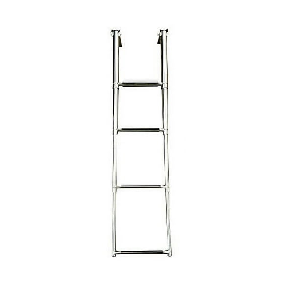 Pactrade Marine Boat SS 4 Steps Telescoping Ladder Over Platfrm Rubber Foot Grips