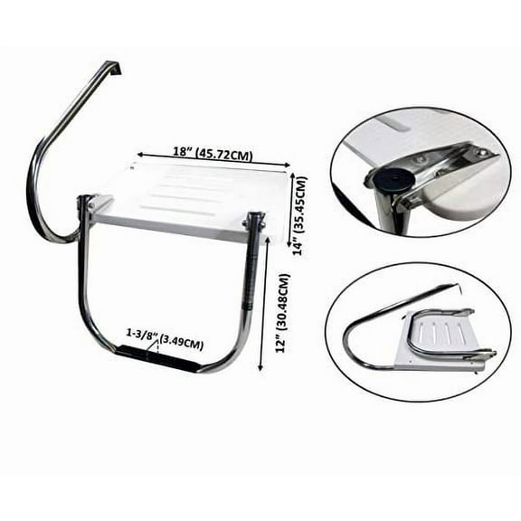 Pactrade Marine Boat Universal Fiberglass Swim Platform Under Mount Fold Down Ladder 1 Step Inboard One Rail