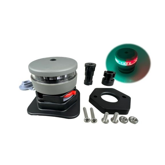 Pactrade Marine Grey Housing Navigation Light Mount Adhesive Base LED AA Battery Operated IP:67 CE RoHS Certified (Green and Red)