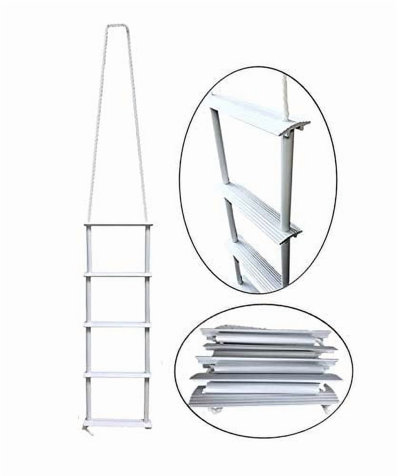 Pactrade Marine Inflatable Boat Kayak 5-Step White Folding PE Rope PVC Ladder for Emergency
