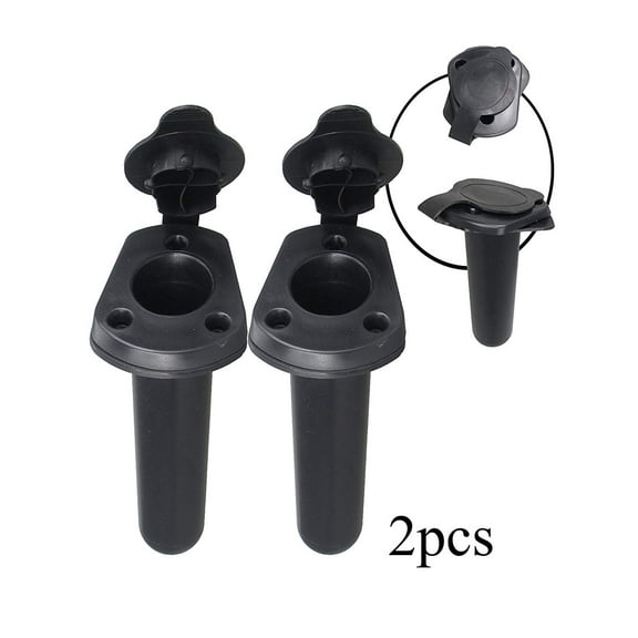Pactrade Marine Kayak Boat Dinghy Canoe 2 pcs Black Plastic Flush Mount Rod Holder w/Cap