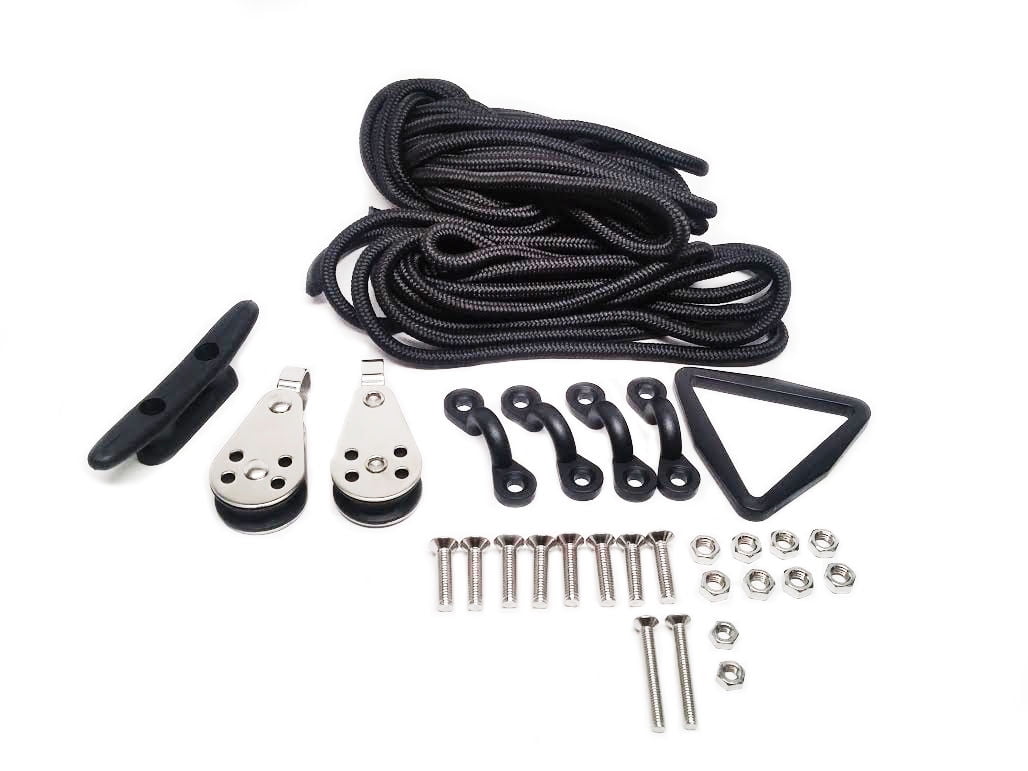 Pactrade Marine Kayak Canoe Boat Anchor Trolley Kit SS 316 Hardware with Rope