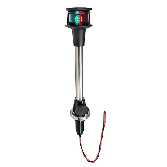 Pactrade Marine Navigation Combination Light - Bi-Color Red/Green LED Bow 10-Inch Straight Pole Light with Secure Locking Base