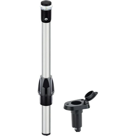 Pactrade Marine Navigation Lights for Boats LED - 12 Inch All-Round Stern Light (Angled Removable Base, Plug-in Mount) for Night Boating - 52-Lumen Pontoon, Kayak, Jon Boat Accessories (DC10-30V)