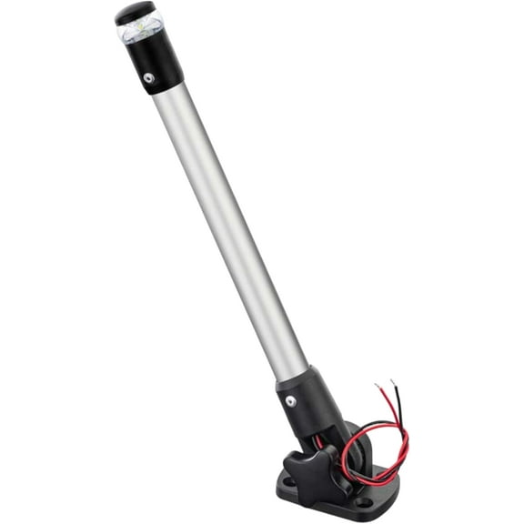 Pactrade Marine Navigation Lights for Boats LED - 14 Inch All-Round Stern Light (Folding Base, Surface Mount) for Night Boating - 52-Lumen Pontoon, Kayak, Jon Boat Accessories (DC10-30V)