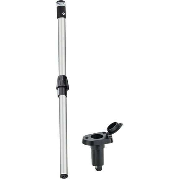 Pactrade Marine Navigation Lights for Boats LED - 24 Inch All-Round Stern Light (Angled Removable Base, Plug-in Mount) for Night Boating - 52-Lumen Pontoon, Kayak, Jon Boat Accessories (DC10-30V)