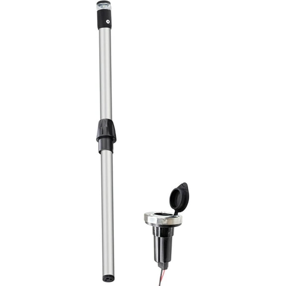 Pactrade Marine Navigation Lights for Boats LED - 24 Inch All-Round Stern Light (Flat Removable Base, Plug-in Mount) for Night Boating - 52-Lumen Pontoon, Kayak, Jon Boat Accessories (DC10-30V)