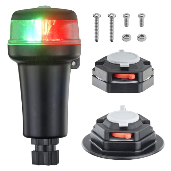Pactrade Marine Navigation Lights for Boats LED - Red/Green Battery Powered Nav Lights for Boats - Surface Mounts (Flat), Fixed Base, 3-Mode Operation - 1NM Waterproof