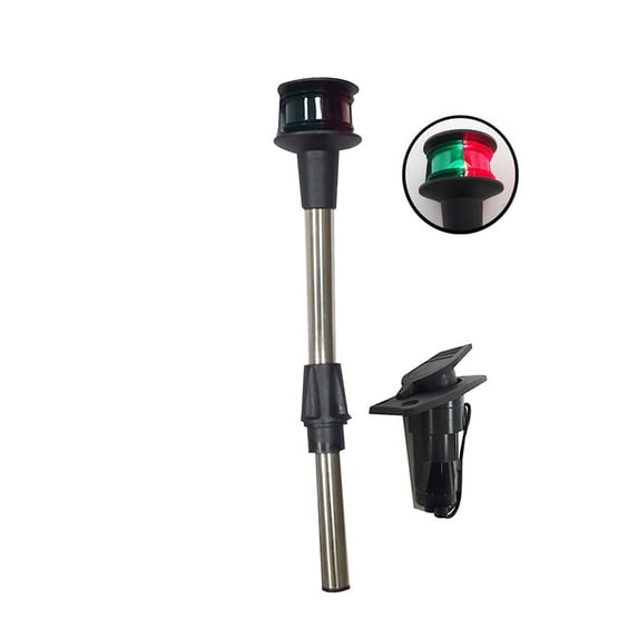 Pactrade Marine Navigation Red Green Angled Pole Bow Light and 2-Prong Pole Base