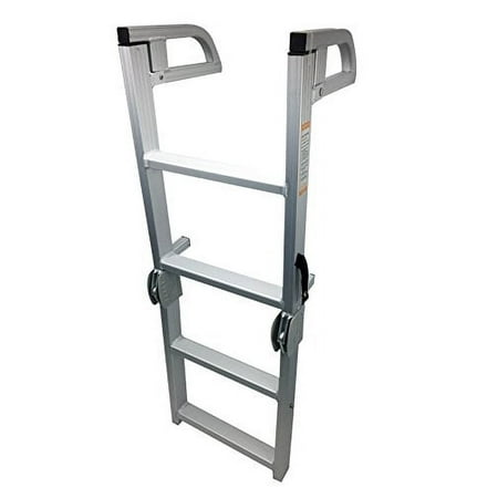 Pactrade Marine Pontoon Boat Folding Boarding 4-Step Ladder Aluminum