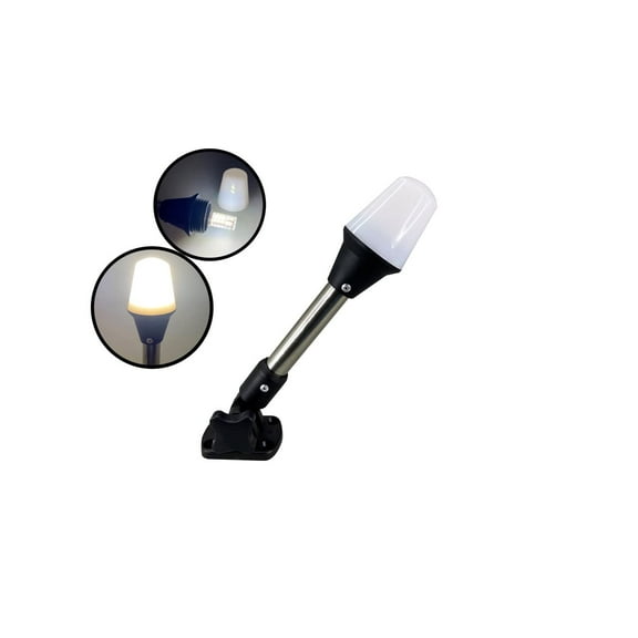 Pactrade Marine 12V Marine Boat Yacht Pontoon Navigation Anchor Light 360 Degrees All Around White Color Splashproof Black Housing (LED Fold Down Base (H=9.5"))