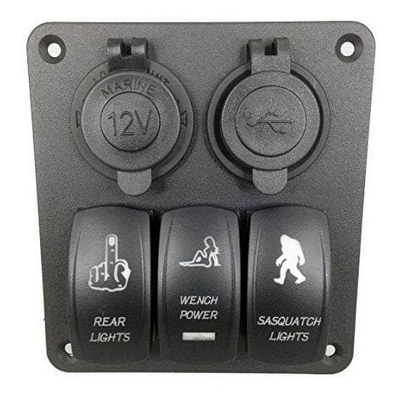 Pactrade RV Car Truck Bus 3 Gang Switch Panel USB Charger Blue LED Power Socket