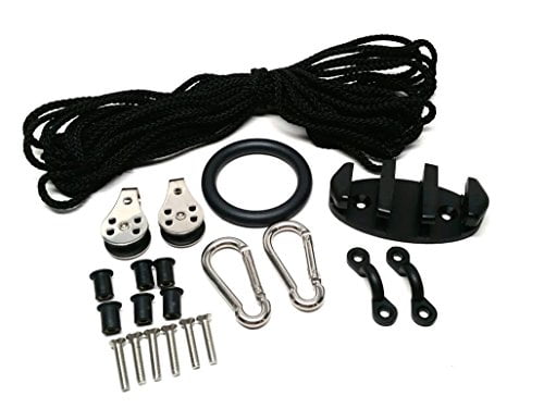 PactradeMarine Kayak Anchor Trolley Kit Rope Cleat Pulley Block Rigging Ring