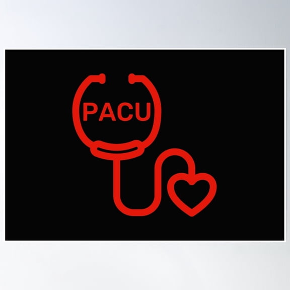 Pacu-Post-Anesthesia Care Unit-Nurse, Rn, Np, Lpn, Rt, Doctor, Md, Stethoscope Heart Poster Wall Art, Modern Wall Decor, 24x36 UNFRAMED