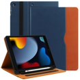 thumbnail image 1 of Pad 9th/8th/7th Generation Case 2021/2020/2019 iPad 10.2 Inch Case with Built-in Pencil Holder, Folio Stand Cover with Multiple Angles & Auto Sleep/Wake for iPad 10.2 Inch 9/8/7 Gen, Navy Blue/Brown, 1 of 7