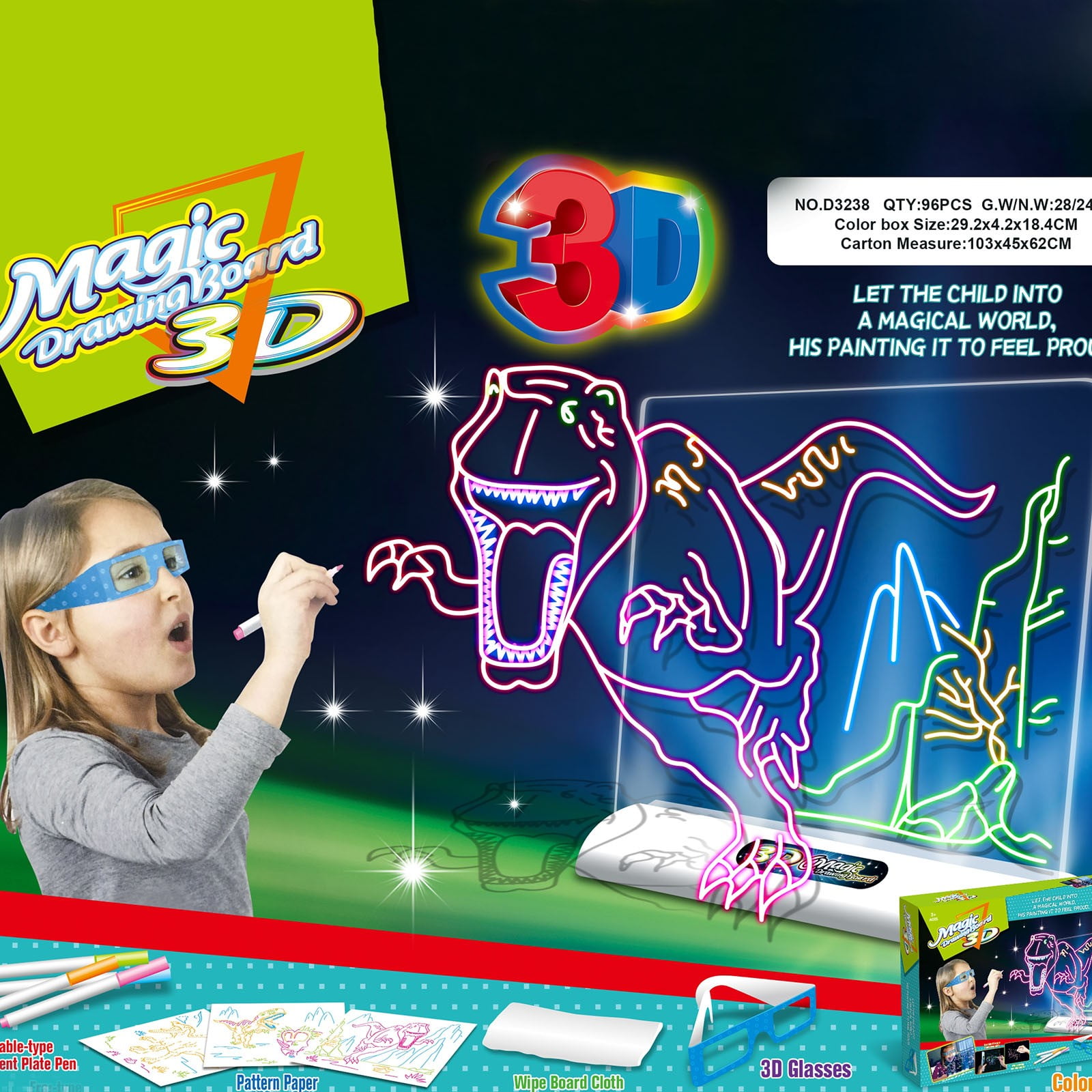 Pad Deluxe Light Up LED Drawing Tablet with Extras Includes Wipe Board