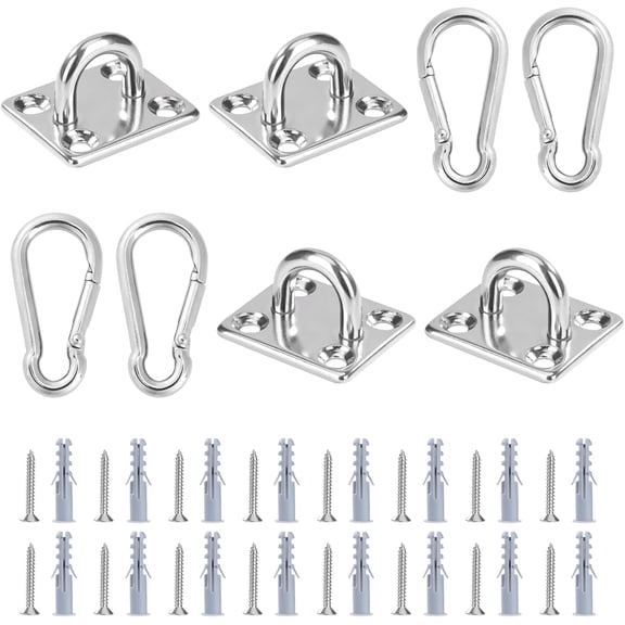 Pad Eye Plate, Climbing Loop With 304 Stainless Steel Ceiling Hook For Wide Use In Decorative Ropes, Umbrella Sails, Swings, Resistance Bands Sports, Etc., Sturdy And Durable,