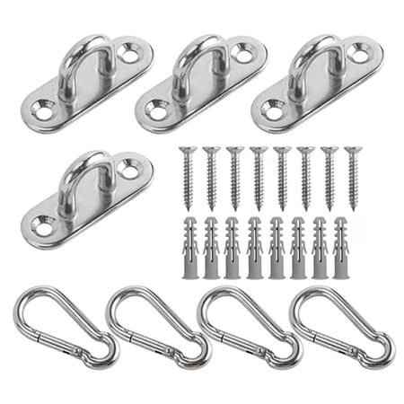 Pad Eye Plate Easy Install Hammock Wall Mount Solid Marine Hardware Staple Hook for Boat Accessories Outdoor Activities Decking Rope Fitting Quantity 4