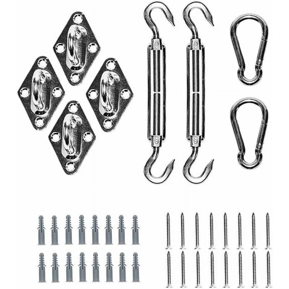 Pad Eye Plate, Smooth Surface, Wide Application, Indoor Or Outdoor Installation, Adjustable Rotating Buckle, Fabric Sag Reduction, Heavy-duty Stainless Steel, 3 Pieces