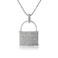 thumbnail image 1 of Pad Lock Micro Pave CZ Rhodium Pendant, 1 of 1