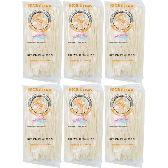 Snackathon Pad Thai Style Rice Stick Noodles, 3 mm Width, 16 oz (Pack of 6)