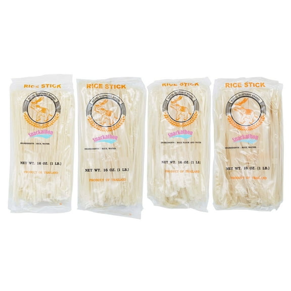 Pad Thai Rice Stick Noodles Variety Pack (1mm, 3mm, 5mm and 10mm Width), Pack of 4 (16 Ounce each)