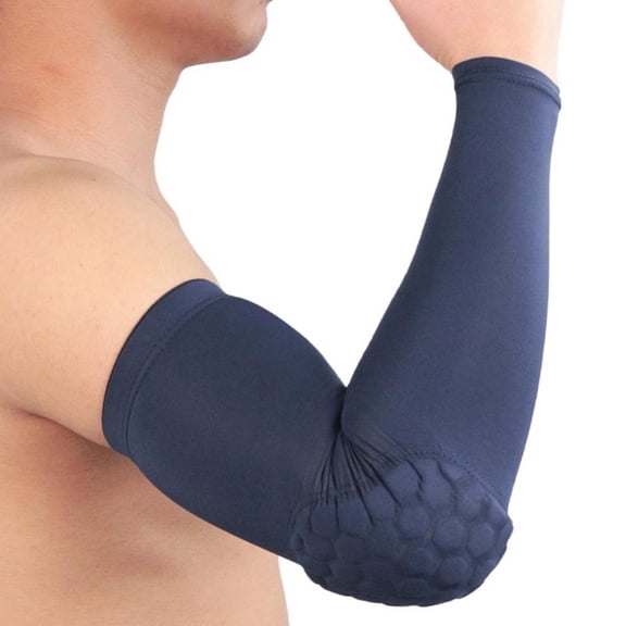 Padded Arm Sleeve, Compression Arm Sleeve w/ Elbow Pad for Football, Volleyball, Baseball Protection, Youth & Adult Sizes, Sold as Single Unit (1 Sleeve)